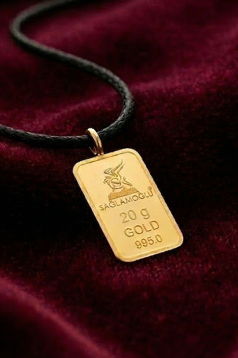 20 Gr 24 Ayar Külçe Altın İpli Kolye